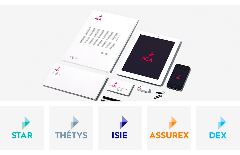  Déclinaison de toute l architecture de marque du groupe ACA, par l'agence secrète